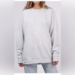 Brunette The Label Light Gray 'Self Love Club' Crewneck Sweatshirt